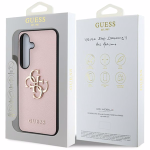 Guess Graudains Liels 4G Logotips Mazs Klasiskais Logotips viedtālruņa apvalks Samsung Galaxy S25 rozā