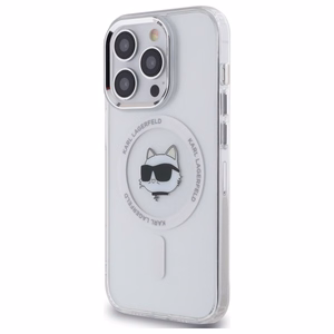 Karl Lagerfeld IML Metāla Choupette galva MagSafe apvalks iPhone 14 Pro - balts