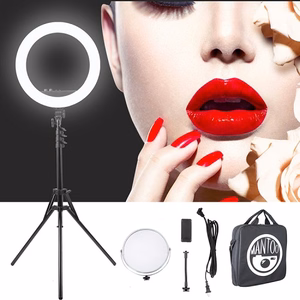 LED Ring Lamp 34.5cm ar Tripod Statīvs up to 1.85m, Mirror, Phone Clamp, USB