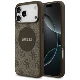 Guess 4G Circle Classic Logo Magnētiskais viedtālruņa apvalks iPhone 17 Pro Max - brūna
