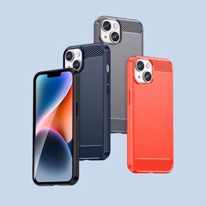 Carbon viedtālruņa apvalks iPhone 14 Plus elastīgs gēla aizmugures vāks melns