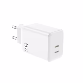 Lādētājs NCC (2xUSB-C; 45W) balts