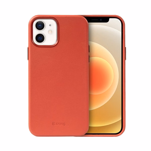 Crong Essential Cover Magnetic mākslīgās ādas vāciņš iPhone 12 / iPhone 12 Pro, ar MagSafe, sarkans