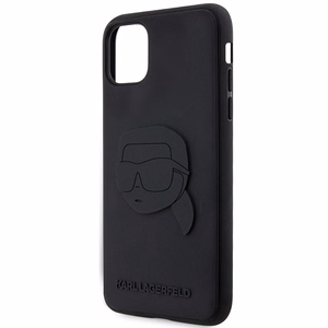 Karl Lagerfeld KLHCN613DRKNK iPhone 11 / Xr 6.1" melns/melns cietais apvalks gumijas Karla galva 3D
