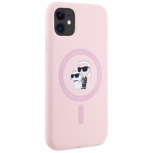 Karl Lagerfeld silikona Karl&Choupette Magnētiskais viedtālruņa apvalks iPhone 11 - rozā