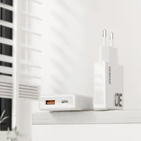 GaN Dudao A30EU 30W USB-A / USB-C sienas lādētājs - balts
