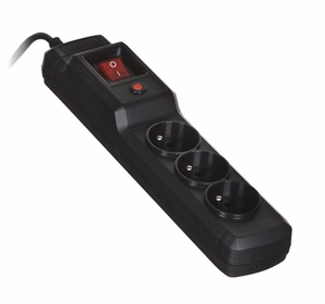 Activejet COMBO 3GN 1,5M black power strip with cord