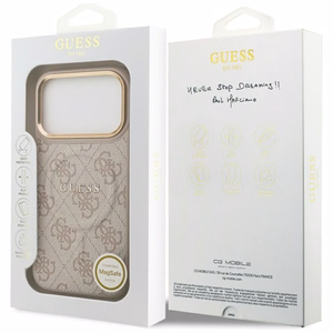 Guess Чехол для iPhone 17 Pro совместимый с MagSafe GUHMP17LP4MSEGCP (PU 4G W/ Classic) розовый