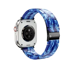 FORCELL F-DESIGN FA04 marmora tekstūras sveķu siksniņa APPLE Watch 42 / 44 / 45 / 49 mm zila