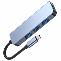 HUB Tech-Protect V1 4in1 USB-C - 3x USB-A 2.0 / USB-A 3.0 - pelēks