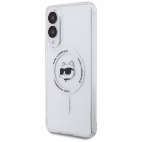 Karl Lagerfeld pogas Choupette galvas drukātais logotips Magnētiskais viedtālruņa apvalks Samsung Galaxy S25 Edge - balts