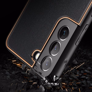 Dux Ducis Yolo elegants apvalks no ekoloģiskās ādas Samsung Galaxy S22 + (S22 Plus) sarkans