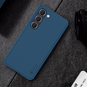 Nillkin Super Frosted Shield Pro viedtālruņa apvalks Samsung Galaxy S23+ ar statīvu zilā krāsā