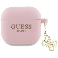 Guess Apvalks AirPods 4 Silikona 4G Charm rozā