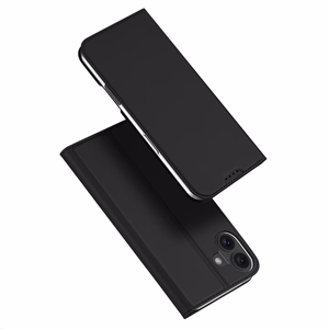 Dux Ducis Skin Pro viedtālruņa apvalks iPhone 16 Plus ar atveramu vāciņu un karšu nodalījumu - melns