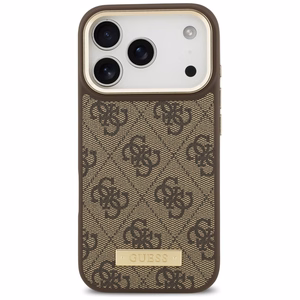 Guess 4G Logo Plate Magnētiskais apvalks iPhone 17 Pro - brūns