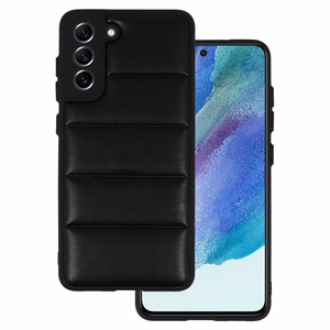 Ādas 3D viedtālruņa apvalks Samsung Galaxy S21 FE dizains 2 melns