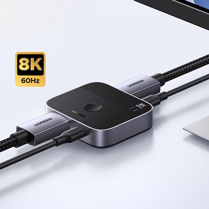 Ugreen DisplayPort/USB-C uz USB-C komutators - pelēks