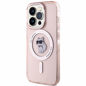Karl Lagerfeld IML Choupette magnētiskais viedtālruņa apvalks iPhone 15 Pro - rozā