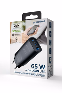 Gembird TA-UC-PDQC65-01-BK mobile device charger Universal melns AC Fast charging Indoor