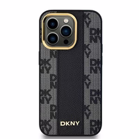 DKNY Ādas rūtainais magnētiskais apvalks iPhone 14 Pro - melns