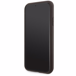 Guess GUHMN61P4RPSW iPhone 11 / Xr brūns/brūns cietais apvalks 4G Printed Stripes MagSafe