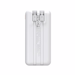 Wozinsky WFC-15W 20000mAh 22.5W PD20W portatīvais lādētājs ar iebūvētiem Lightning un USB-C kabeļiem - balts