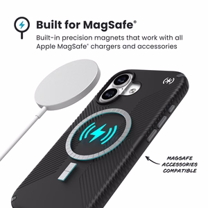 Speck Presidio2 Grip MagSafe maciņš priekš iPhone 17 (melns / Slate Gray / balts)