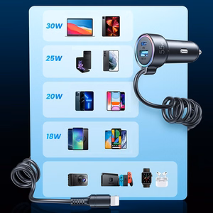 Auto lādētājs Joyroom JR-CL07 3-in-1 USB/Type-C 55W + Type-C 1,5m melns