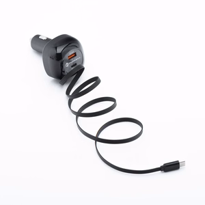 Car charger Forcell F-Energy Alu USB C + USB A + retractable cable USB C PD QC4.0 SFC2.0 3A 75W black