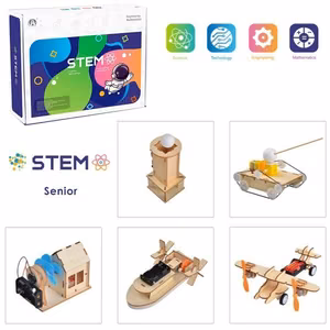 Wooden Assembly Advanced Science Lab Kit, 5in1 STEM Educational Toys