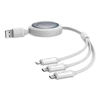 Ātrās uzlādes 3in1 kabelis Baseus Free2Draw, USB uz micro USB+USB-C+Lightning, 3.5A, 1.1m (balts)