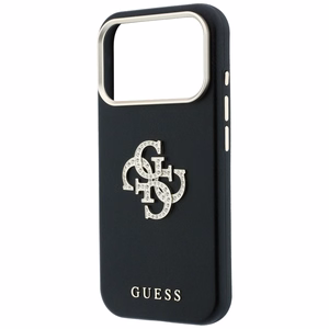 Guess Smooth & Big Strass Logo vāciņš iPhone 18 Pro Max / 17 Pro Max – melns