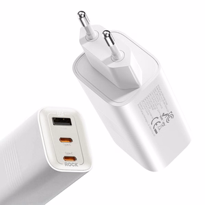 Rock Sienas lādētājs Ice2Cube GaN - USB + 2xType C - PD 65W 3A balts