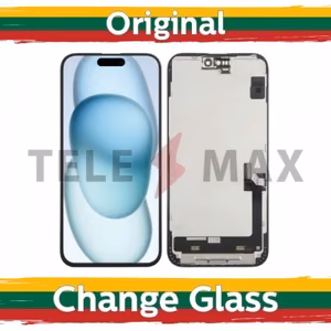 LCD displejs saderīgs ar iPhone 15 Plus melns (Atjaunots: Telemax)