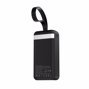 Wozinsky W8-W 30000 mAh 30W ārējais akumulators, 2x USB-A, USB-C, ar lukturīti, melns