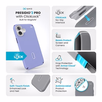 Speck Presidio2 Pro ClickLock & MagSafe - iPhone 16 Plus maciņš (Future Lavender / Cassis violets / balts)