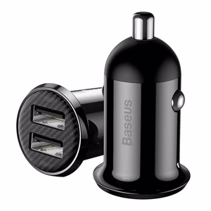 Baseus Grain Pro automašīnas lādētājs 2x USB 4.8 A melns (CCALLP-01)
