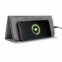 Peles paliktnis ar bezvadu lādētāju 15W OJD-82 brūns pelēks