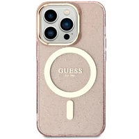 Guess GUHMP14LHCMCGP iPhone 14 Pro 6.1" rozā/rozā cietais apvalks Spīdumi Zelts MagSafe