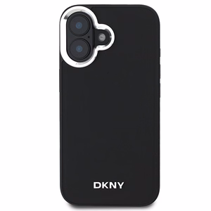 DKNY Vienkāršs sudraba logotips magnētiskais iPhone 16 viedtālruņa apvalks - melns