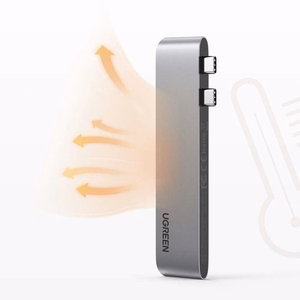 Ugreen HUB 60559 2x USB-C / USB-C PD (Thunderbolt 3, 100W, 4K 60 Hz, 10 Gbps) / HDMI 4K 30 Hz / 3x USB 3.0 MacBook Pro / Air - pelēks