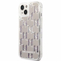 Karl Lagerfeld KLHCP14SLMNMS iPhone 14 6.1 "cietais viedtālruņa apvalks sudraba / sudraba šķidrais mirdzums Monogram
