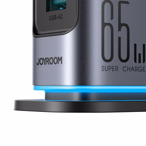 Joyroom JR-TCM02 GaN 65W uzlādes stacija 4xUSB-C 2xUSB-A UK kontaktdakša - pelēka