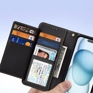 Ādas viedtālruņa apvalks Dux Ducis Lawa iPhone 15 - melns