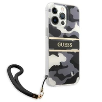 Guess GUHCP13XKCABBK iPhone 13 Pro Max 6.7" melns/melns cietais apvalks Camo Siksnas Kolekcija