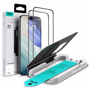 ESR UltraFit aizsargstiklu komplekts 2 gab. iPhone 16 Pro / 17 – caurspīdīgs