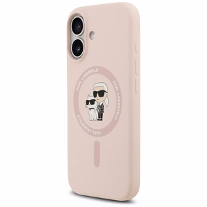 Karl Lagerfeld silikona Karl&Choupette gredzena magnētiskais viedtālruņa apvalks iPhone 17 - rozā