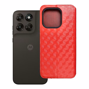 Atlokāmais maciņš Motorola G67 / G77 Cubic Book, sarkans