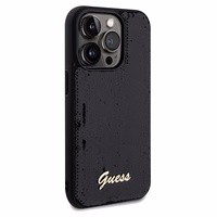 Guess Sequin Script Metal viedtālruņa apvalks iPhone 14 Pro Max – melns
